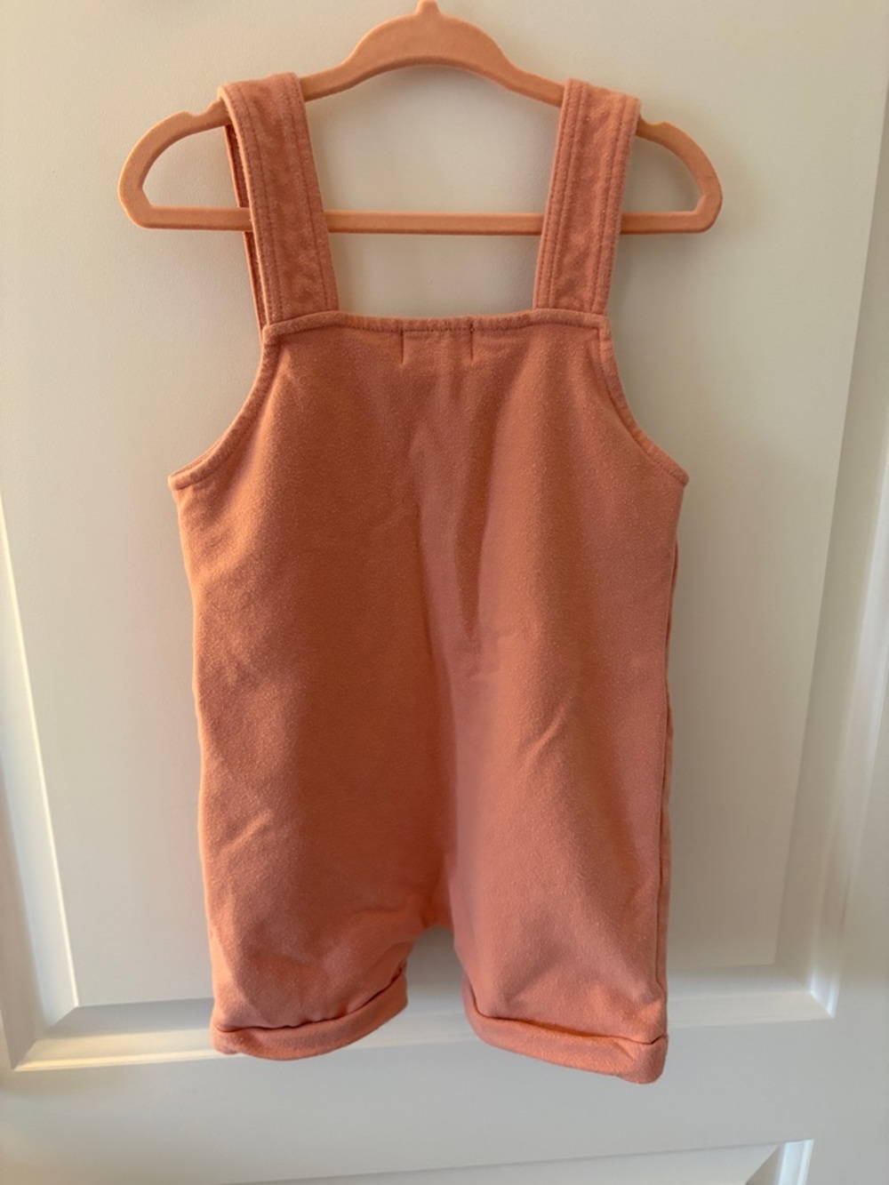 Kids Coral Pink Overalls Romper - Picture 2 of 4